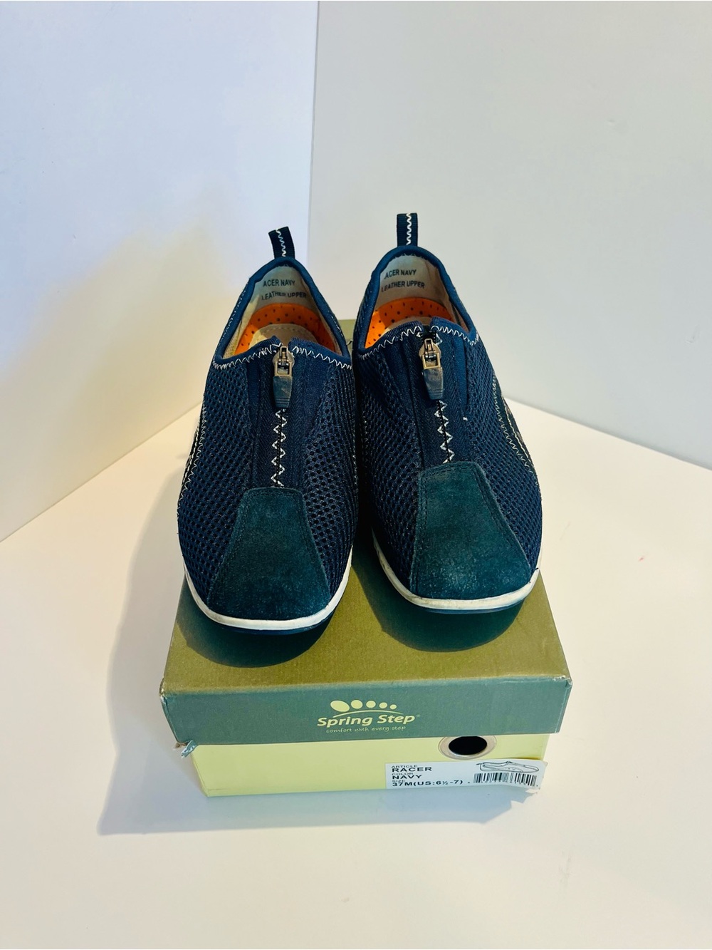 Spring Step Slip On Shoes Women’s EU 37 US 6.5-7Blue Comfort Zip Lightweight